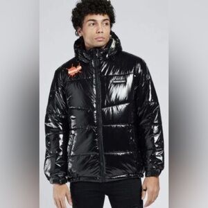 Men’s Members Only Shiny Black Bomber  Jacket size M